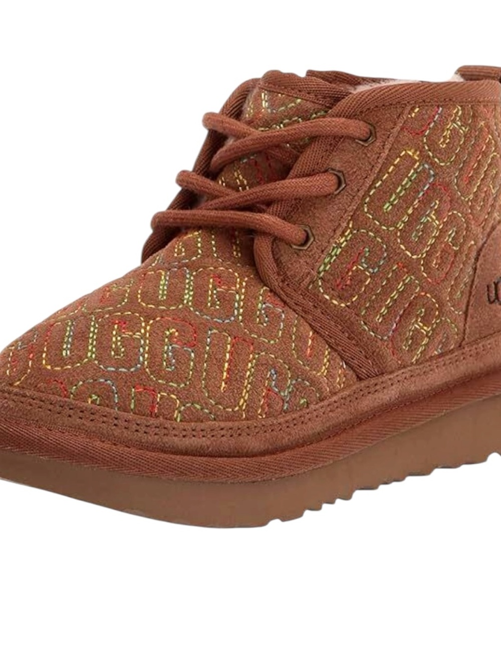 UGG Neumel Graphic Stitch Logo Chestnut Suede Chukka Boots Women’s Size 6